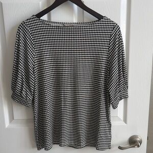 H&M Black and White Houndstooth Blouse